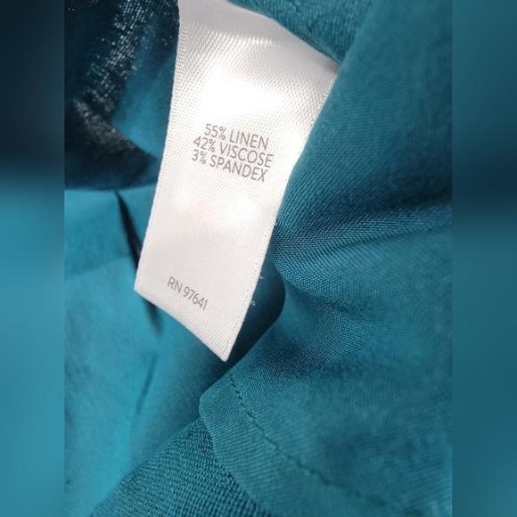 J. Jill Womens Wide Leg Linen Stretch Pants XL Teal Green Belted High Rise New - Picture 5 of 12